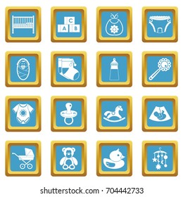 Newborn icons set in azur color isolated vector illustration for web and any design
