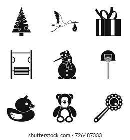 Newborn icons set. Simple set of 9 newborn vector icons for web isolated on white background