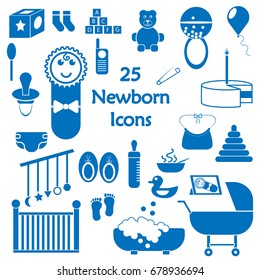 Newborn icons set. Twenty five icons