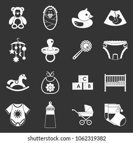 Newborn icons set vector white isolated on grey background 