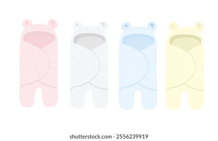 Newborn and infant baby sleeping bag vector. Envelope for newborns. Vector illustration with newborn theme. Fleece blanket for discharging babies from maternity hospital. Cute baby envelope.