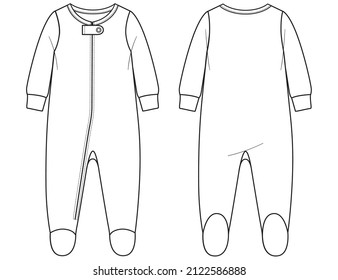 Newborn Infant Technical Flat Sketches