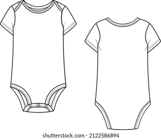 Newborn Infant Technical Flat Sketches Stock Vector (Royalty Free ...