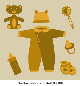 Newborn items in light brown colors