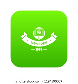 Newborn kid icon green vector isolated on white background