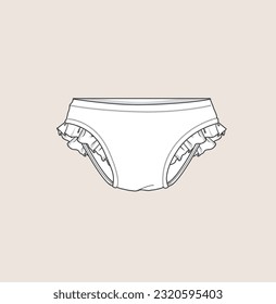 Newborn kids frill bloomers, shorts flat sketch illustration