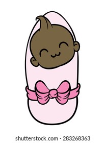 newborn little baby smiling with small arms and legs - stylized art for logos, signs, icons and design cards, invitations and baby shower