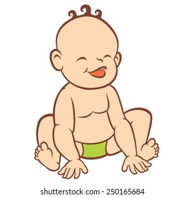 newborn little baby smiling - stylized form for cards, invite, logos