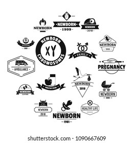 Newborn logo icons set. Simple illustration of 16 newborn logo vector icons for web