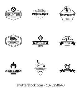 Newborn logo set. Simple set of 9 newborn vector logo for web isolated on white background