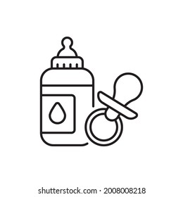 ilustración de estilo de icono del contorno del vector de leche recién nacido. Símbolo EPS 10 File Nursing and Midwifery