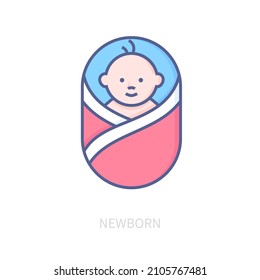 Newborn - modern colored line design style icon