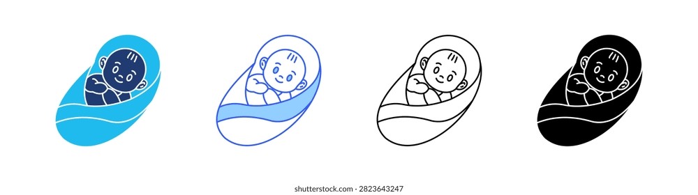 Newborn Multiple Style Icon Set Collection Pack Web Banner Vector