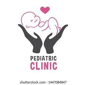 Newborn on Hand and Heart on Pediatric Clinic Logo