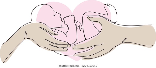 
Newborn one line drawing, vector