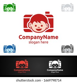 Newborn Photography Logo with a Baby and Camera Concept