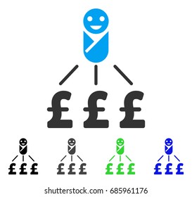 Newborn Pound Expenses flat vector icon. Colored newborn pound expenses gray, black, blue, green icon versions. Flat icon style for graphic design.