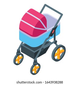 Newborn pram icon. Isometric of newborn pram vector icon for web design isolated on white background