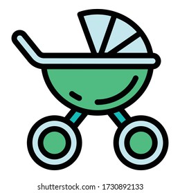Newborn pram icon. Outline newborn pram vector icon for web design isolated on white background
