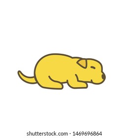 Newborn puppy dog. Animal pets. Little young Labrador retriever. Yellow pup with contour line. Vector illustration.