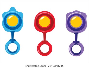 Newborn rattle vector art. Nursery item isolated illustration for parenting and childcare themes.