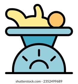Vector de contorno de icono de escalas recién nacidas. Atención para bebés. Color feliz de la madre