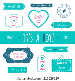 Newborn scrapbooking set "Azure and pink"