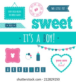 Newborn scrapbooking set "Azure and pink"