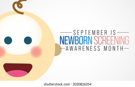 Newborn screening awareness month is observed every year in September, it is a public health program of screening in infants shortly after birth for conditions that are treatable. Vector illustration