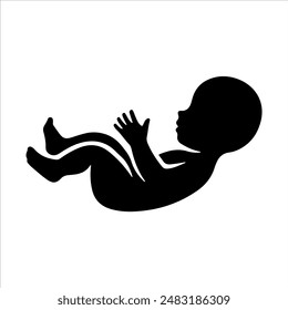 Newborn silhouette on white background. Newborn icon flat vector illustration design.