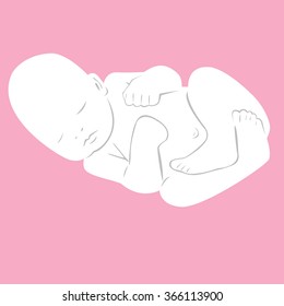 Newborn sleeping, vector, girl