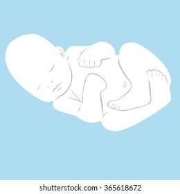 newborn sleeps, vector  baby