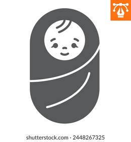 Newborn solid icon, glyph style icon for web site or mobile app, childbirth and mother's day, baby born vector icon, simple vector illustration, vector graphics with editable strokes.