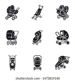 Newborn stroller icon set. Simple set of 9 newborn stroller vector icons for web design isolated on white background