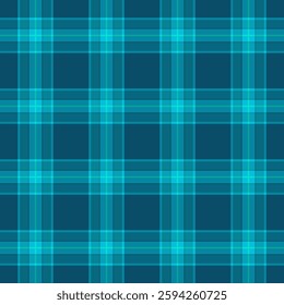 Newborn textile seamless background, pano texture vector check. Expensive plaid tartan pattern fabric in cyan and teal colors palette.