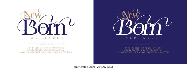 Tipografia recém-nascida beleza moda elegante minimalista serif italic fontes decorativo casamento vintage retro logos. Logotipo de fonte de luxo mínimo alfabeto. Ilustração vetorial