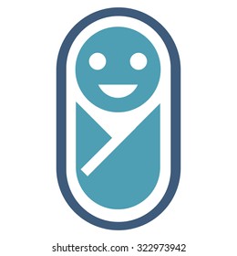 Newborn vector icon. Style is bicolor flat symbol, cyan and blue colors, rounded angles, white background.