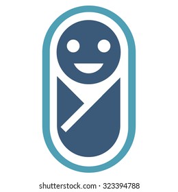 Newborn vector icon. Style is bicolor flat symbol, cyan and blue colors, rounded angles, white background.