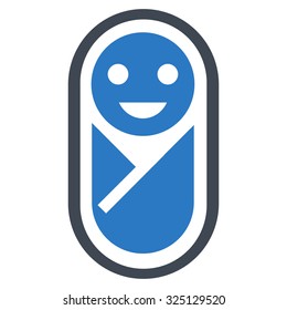 Newborn vector icon. Style is bicolor flat symbol, smooth blue colors, rounded angles, white background.