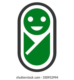 Newborn vector icon. Style is bicolor flat symbol, green and gray colors, rounded angles, white background.