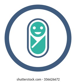 Newborn vector icon. Style is bicolor flat rounded symbol, cobalt and cyan colors, rounded angles, white background.