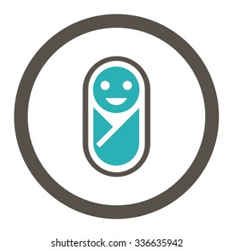 Newborn vector icon. Style is bicolor flat rounded symbol, grey and cyan colors, rounded angles, white background.