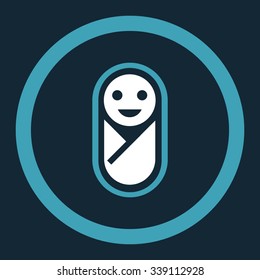 Newborn vector icon. Style is bicolor flat rounded symbol, blue and white colors, rounded angles, dark blue background.