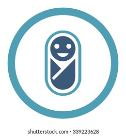 Newborn vector icon. Style is bicolor flat rounded symbol, cyan and blue colors, rounded angles, white background.
