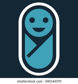 Newborn vector icon. Style is bicolor flat symbol, blue and white colors, rounded angles, dark blue background.