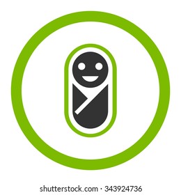 Newborn vector icon. Style is bicolor flat rounded symbol, eco green and gray colors, rounded angles, white background.