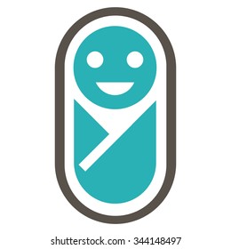 Newborn vector icon. Style is bicolor flat symbol, grey and cyan colors, rounded angles, white background.