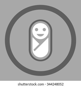 Newborn vector icon. Style is bicolor flat rounded symbol, dark gray and white colors, rounded angles, silver background.