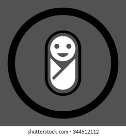 Newborn vector icon. Style is bicolor flat rounded symbol, black and white colors, rounded angles, gray background.