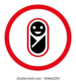 Newborn vector icon. Style is bicolor flat rounded symbol, intensive red and black colors, rounded angles, white background.